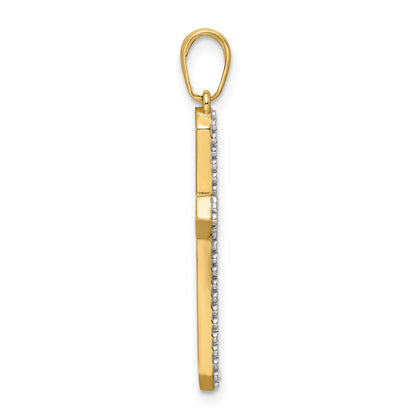 14K Gelb- & Rhodiumgold Kreuzanhänger mit Rhodium, diamantiert