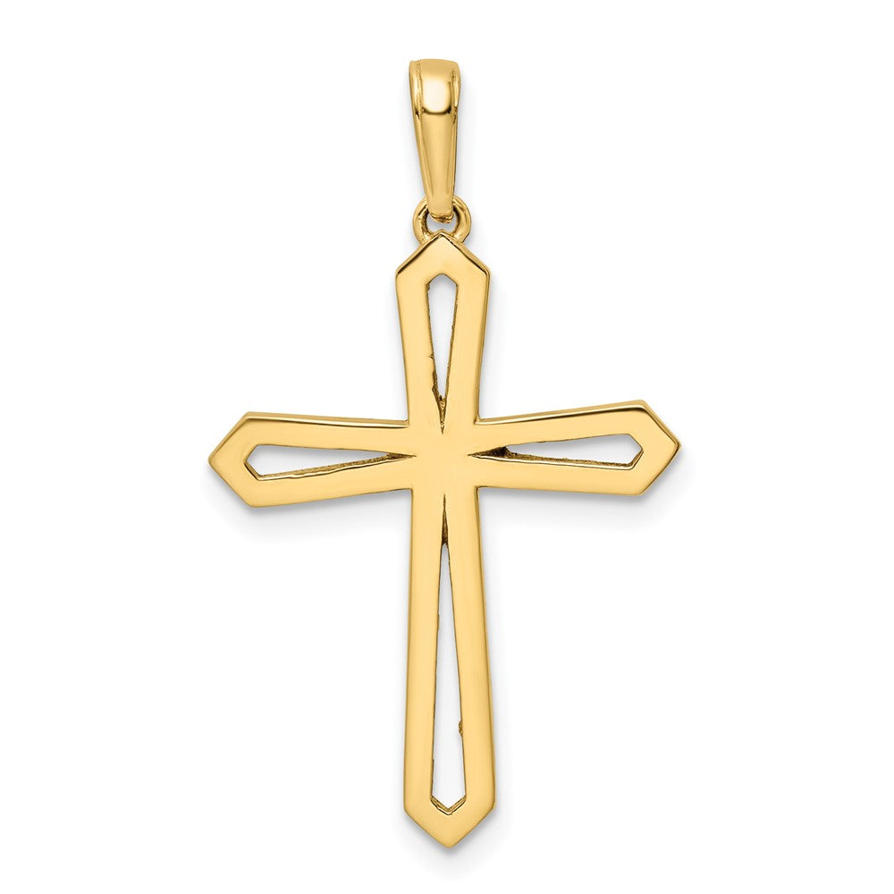 14K Gelb- & Rhodiumgold Kreuzanhänger mit Rhodium, diamantiert