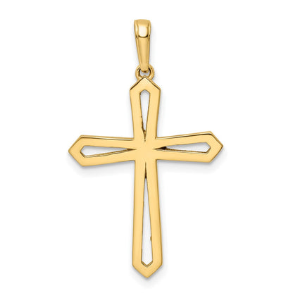 14K Gelb- & Rhodiumgold Kreuzanhänger mit Rhodium, diamantiert