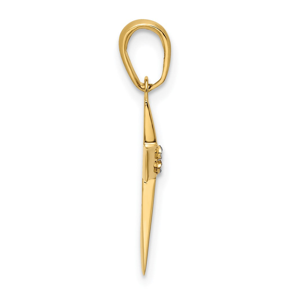 14K Gelb & Rhodium mit Rhodium Diamantiert Kreuz Anhänger