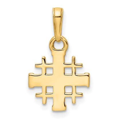 14K Gelb & Rhodium mit Rhodium Diamantiert Jerusalem Kreuz Anhänger