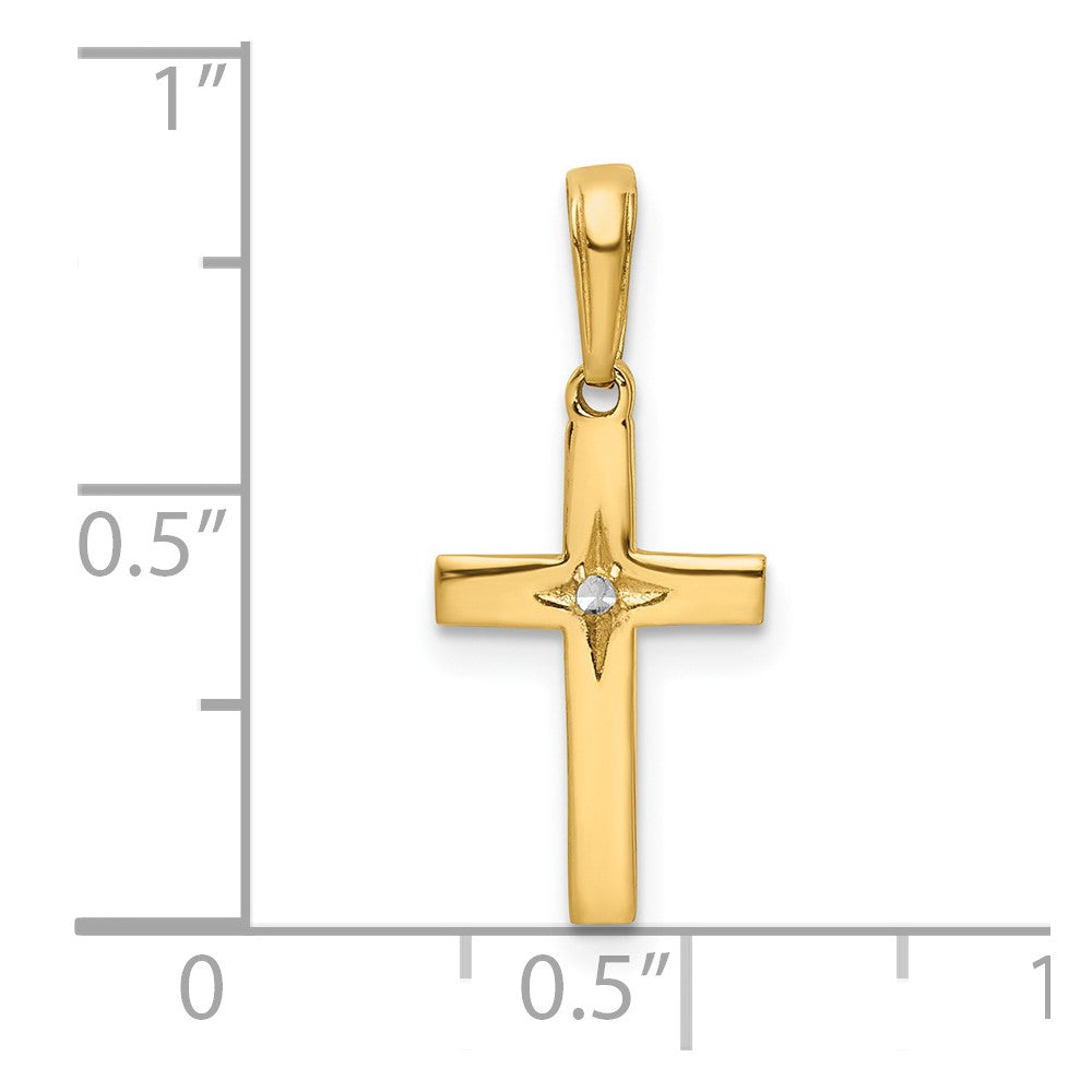 14K Gelb & Rhodium mit Rhodium Diamantiert Kreuz Anhänger