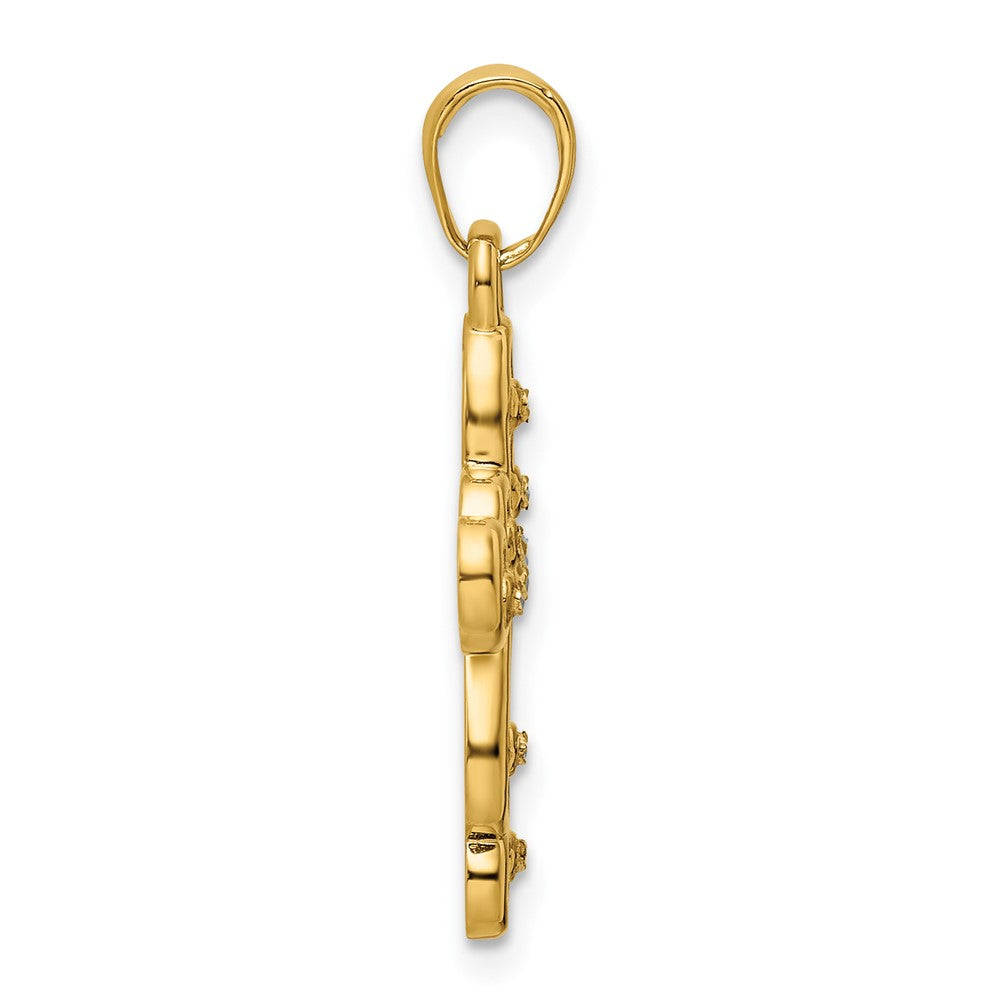 14K Gelb- und Rhodiumgold mit Rhodium, diamantierter Kreuzanhänger