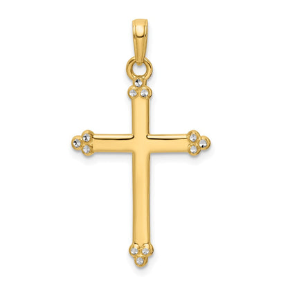 14K Gelb- und Rhodiumgold-Kreuzanhänger mit Rhodium, diamantiert