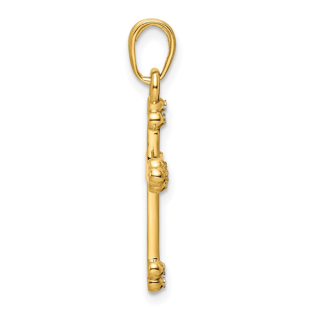 Kreuzanhänger aus 14K Gelb- und Rhodiumgold mit Rhodium, diamantiert