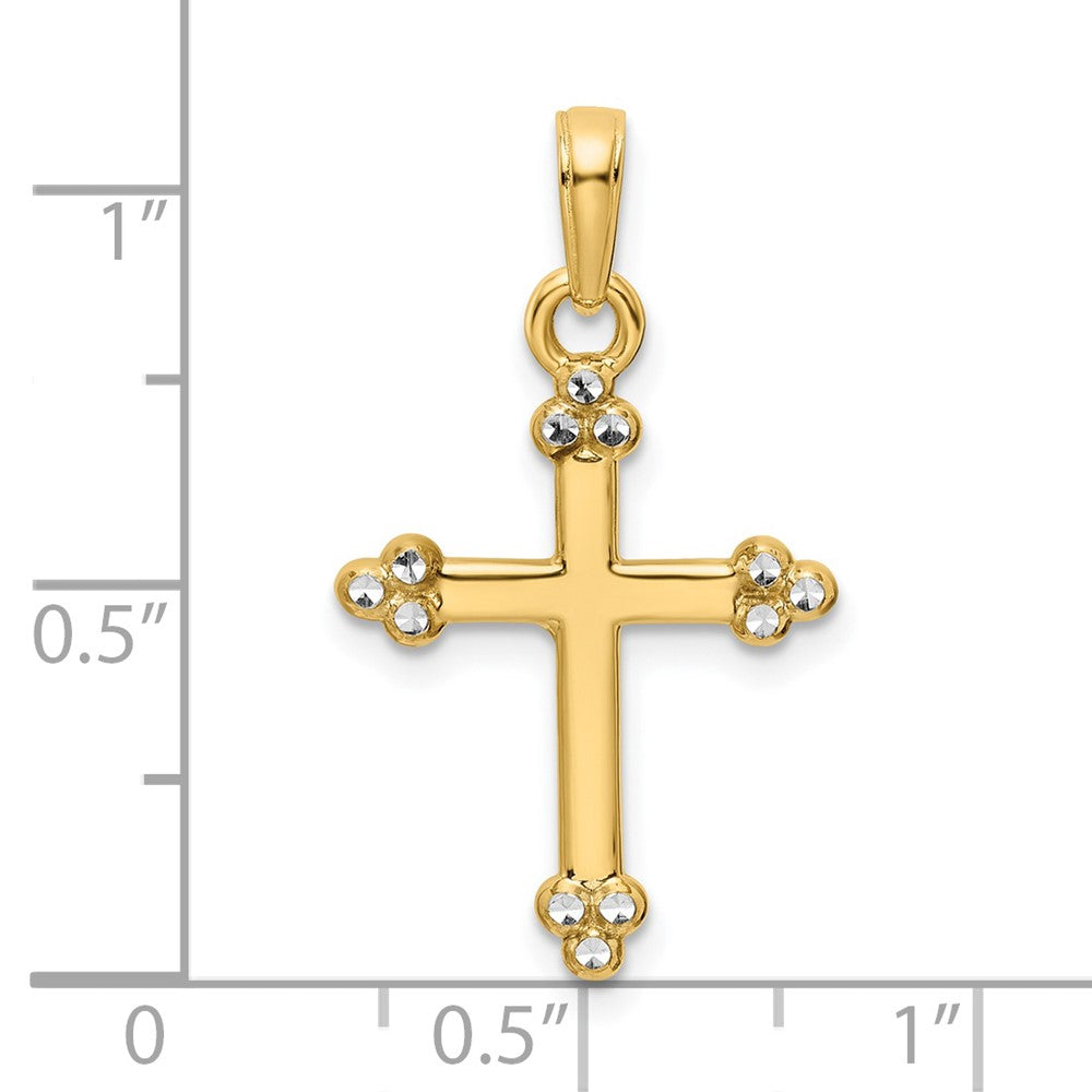 Kreuzanhänger aus 14K Gelb- und Rhodiumgold mit Rhodium, diamantiert