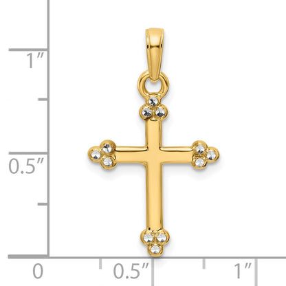 Kreuzanhänger aus 14K Gelb- und Rhodiumgold mit Rhodium, diamantiert