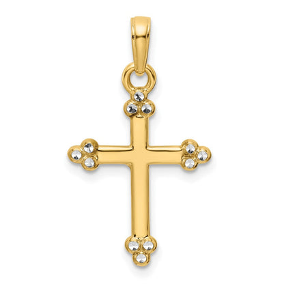 Kreuzanhänger aus 14K Gelb- und Rhodiumgold mit Rhodium, diamantiert
