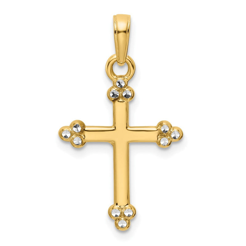 Kreuzanhänger aus 14K Gelb- und Rhodiumgold mit Rhodium, diamantiert