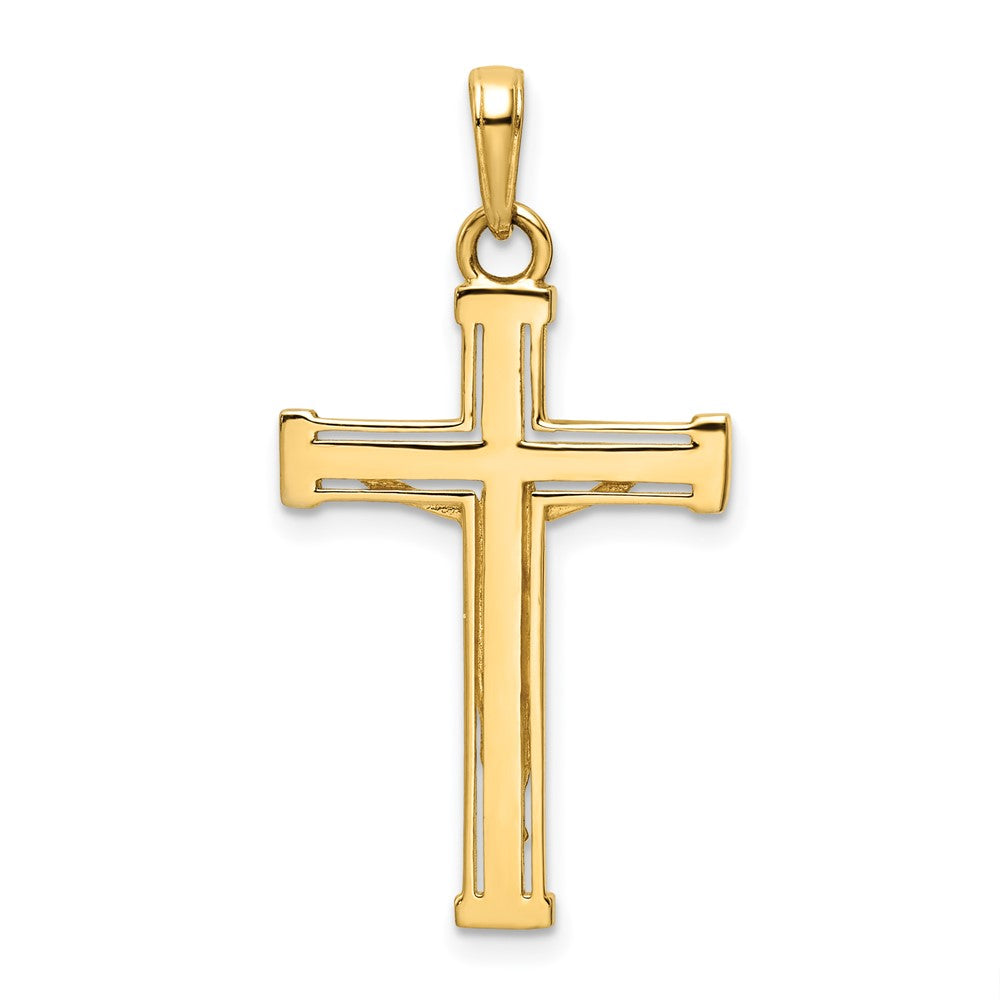 14K Gelbgold & Rhodiumgold mit Rhodium diamantierter Kruzifix-Anhänger