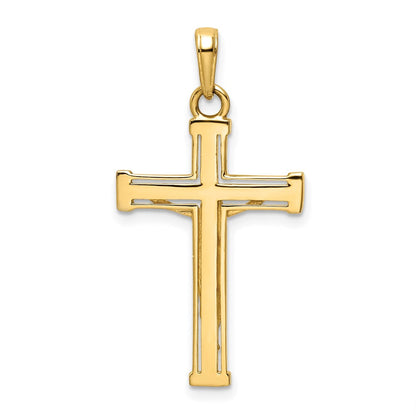 14K Gelbgold & Rhodiumgold mit Rhodium diamantierter Kruzifix-Anhänger