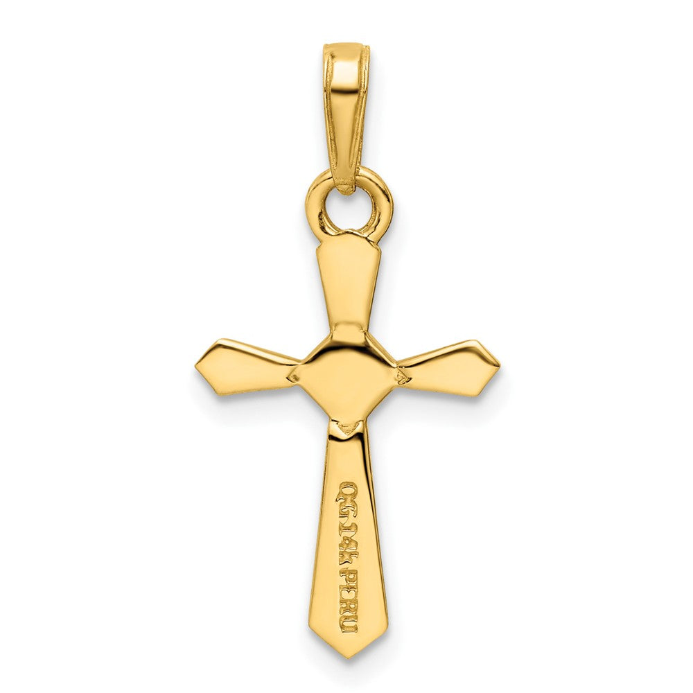 14K Gelb & Rhodium mit Rhodium Diamantiert Kreuz Anhänger