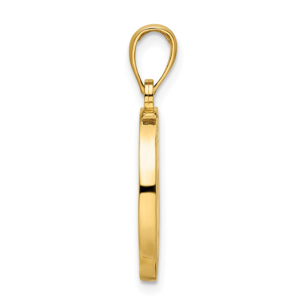 14K Gelbgold Emaillierter Wendeanhänger „Ich liebe Pferde/Ich liebe Reiten