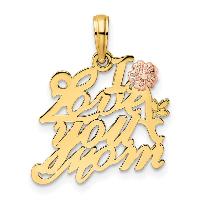 14K Bicolor Gold Rosé- und Gelbgold Anhänger „I Love You Mom“