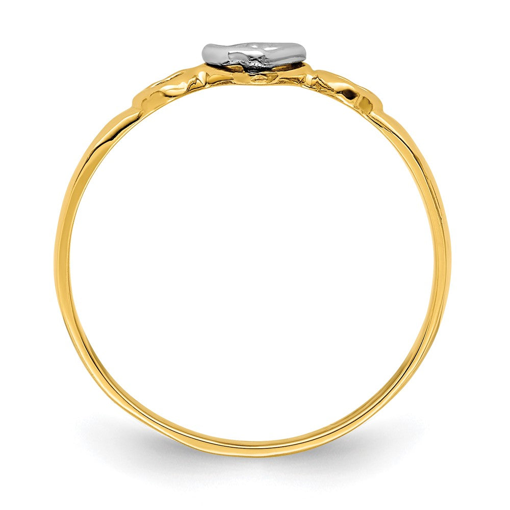 14K Bicolor Gold Ring mit Herzen