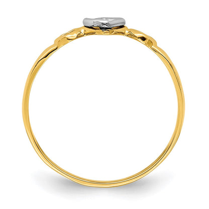 14K Bicolor Gold Ring mit Herzen