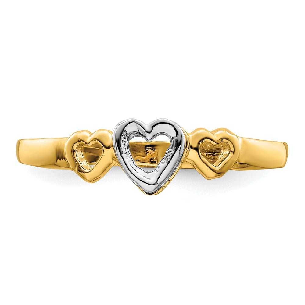 14K Bicolor Gold Ring mit Herzen