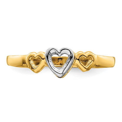 14K Bicolor Gold Ring mit Herzen
