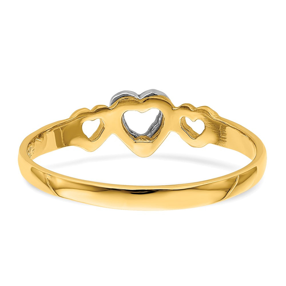 14K Bicolor Gold Ring mit Herzen