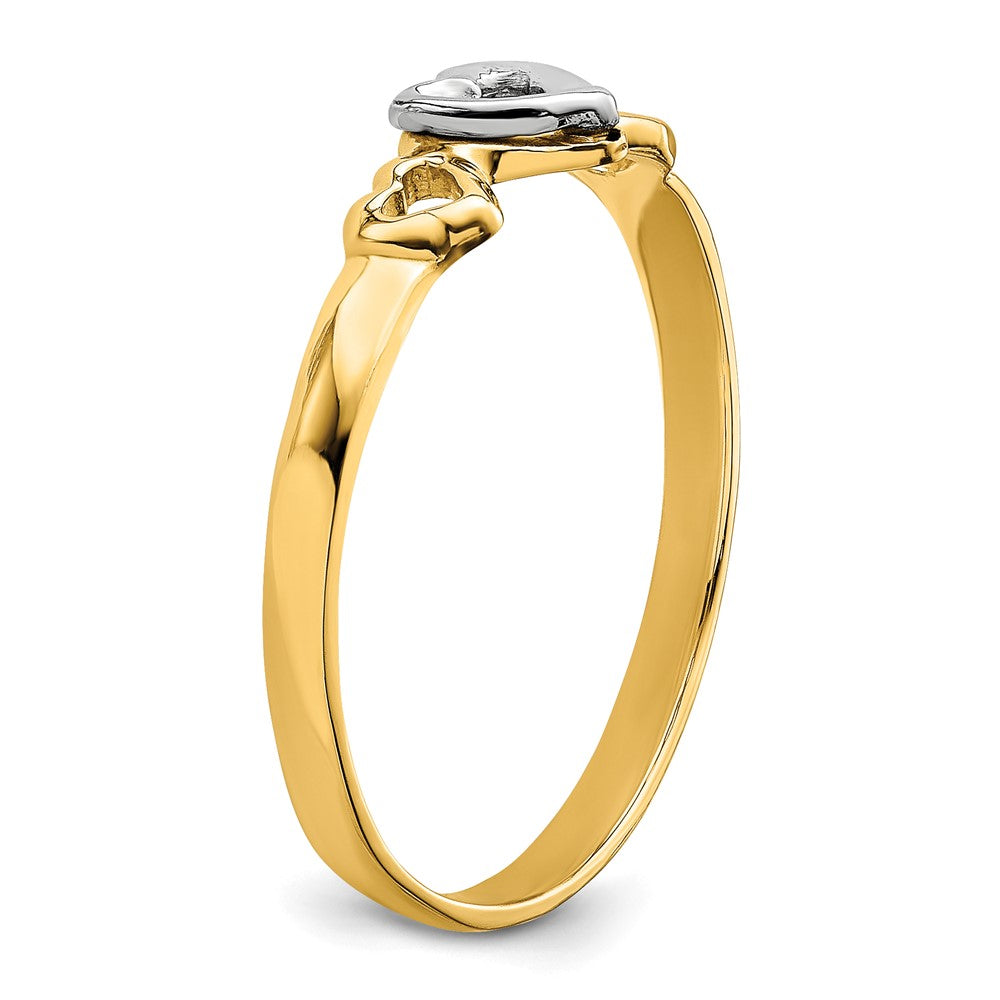 14K Bicolor Gold Ring mit Herzen