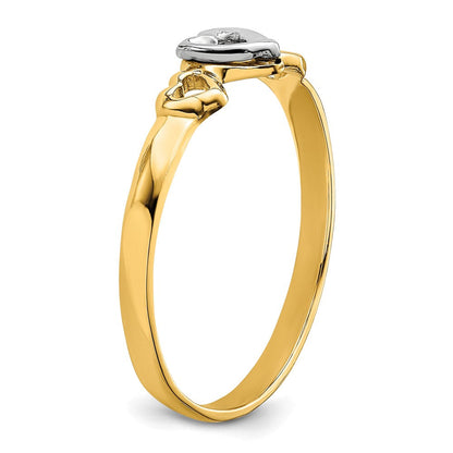 14K Bicolor Gold Ring mit Herzen