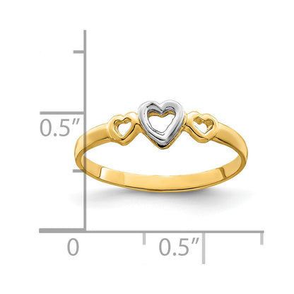 14K Bicolor Gold Ring mit Herzen