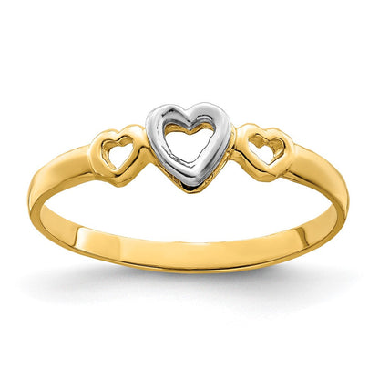 14K Bicolor Gold Ring mit Herzen