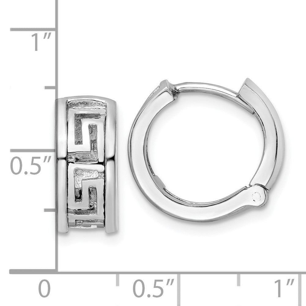 14K Weißgold Ohrringe im ausgeschnittenen Mäanderdesign