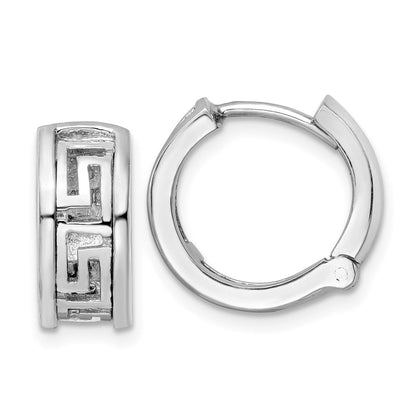 14K Weißgold Ohrringe im ausgeschnittenen Mäanderdesign