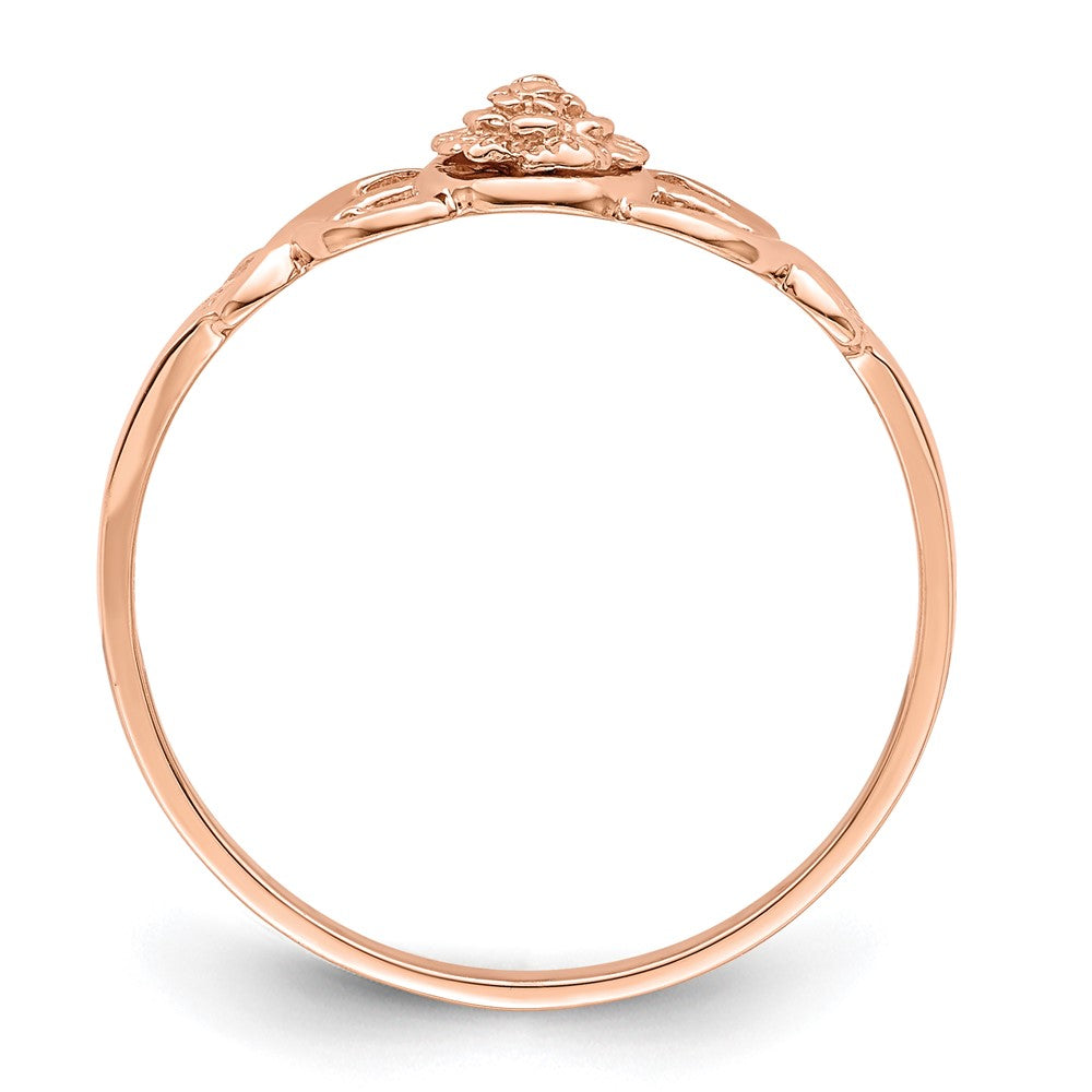 14K Roségold Ring mit poliertem Blumendesign
