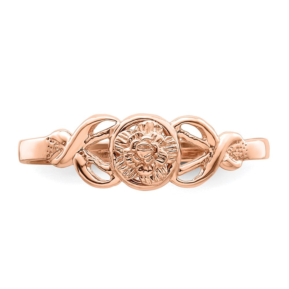 14K Roségold Ring mit poliertem Blumendesign