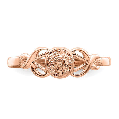 14K Roségold Ring mit poliertem Blumendesign
