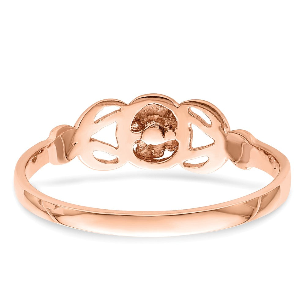 14K Roségold Ring mit poliertem Blumendesign