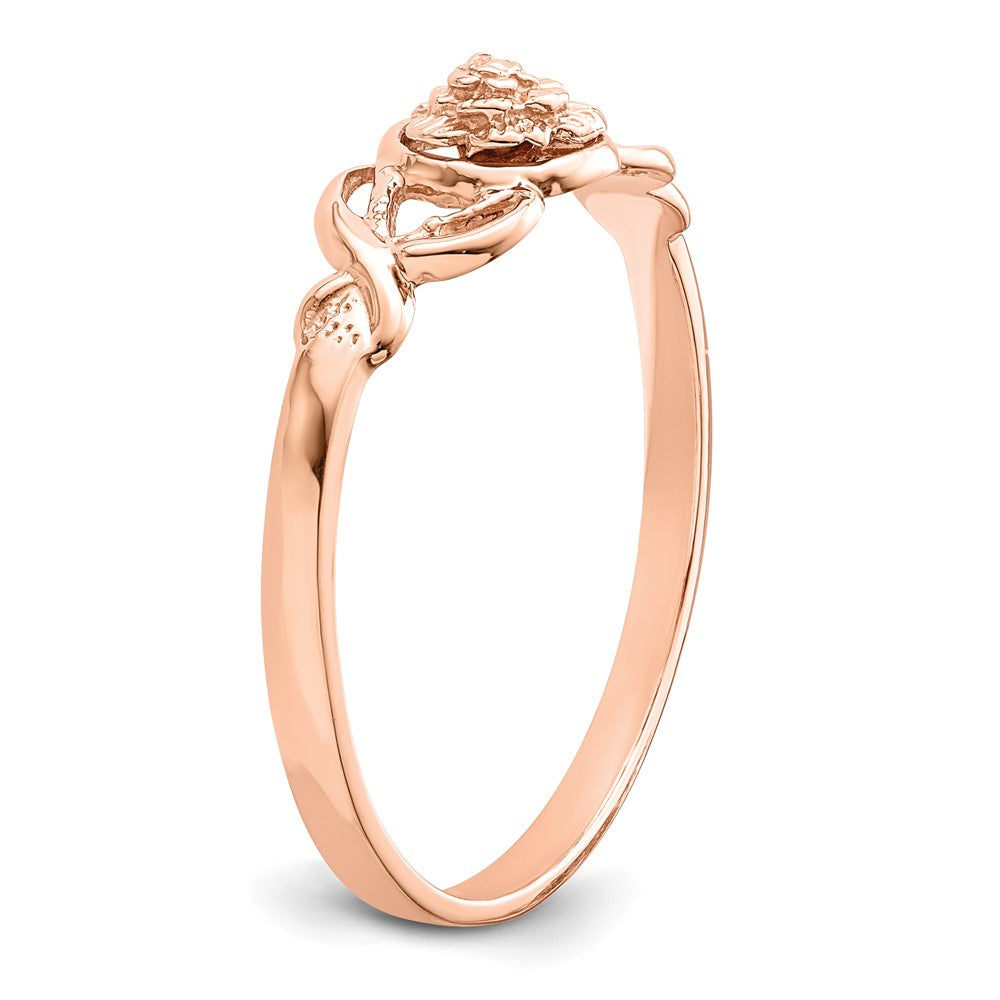 14K Roségold Ring mit poliertem Blumendesign