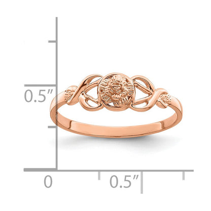 14K Roségold Ring mit poliertem Blumendesign