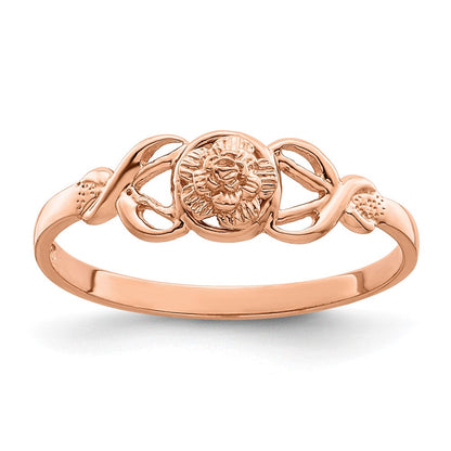 14K Roségold Ring mit poliertem Blumendesign