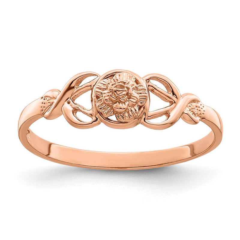 14K Roségold Ring mit poliertem Blumendesign