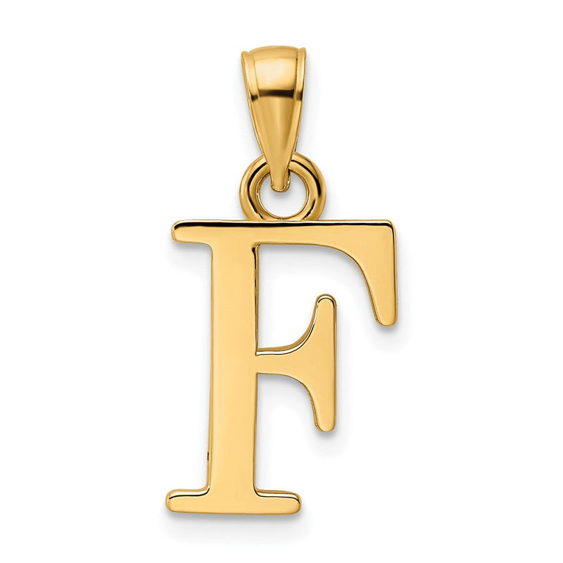 14K Gelbgold Polierter Buchstabe F Anhänger