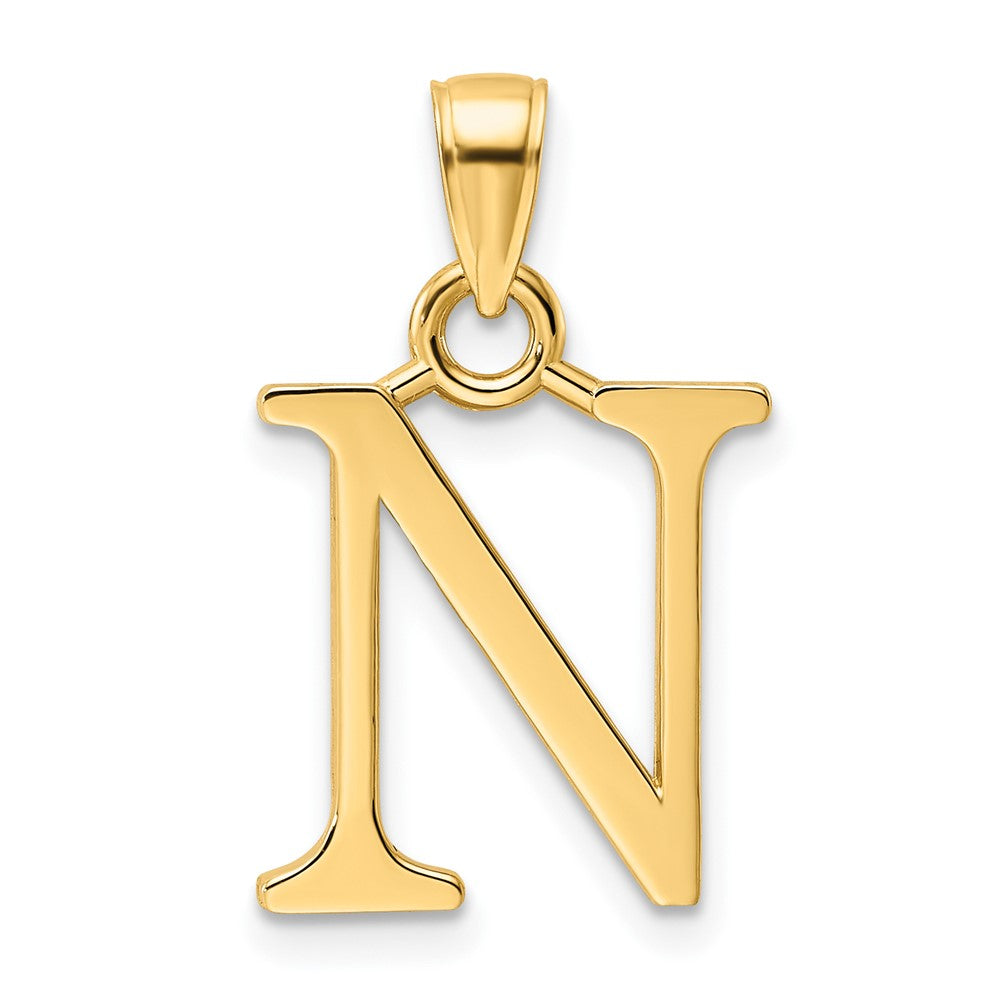 14K Gelbgold Polierter Buchstabe N Anhänger