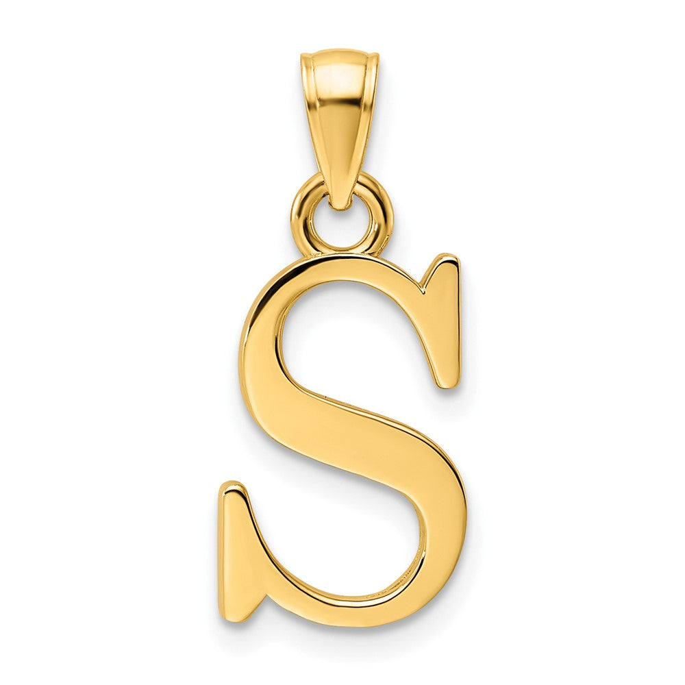14K Gelbgold Polierter Buchstabe S Anhänger