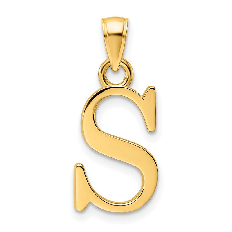 14K Gelbgold Polierter Buchstabe S Anhänger