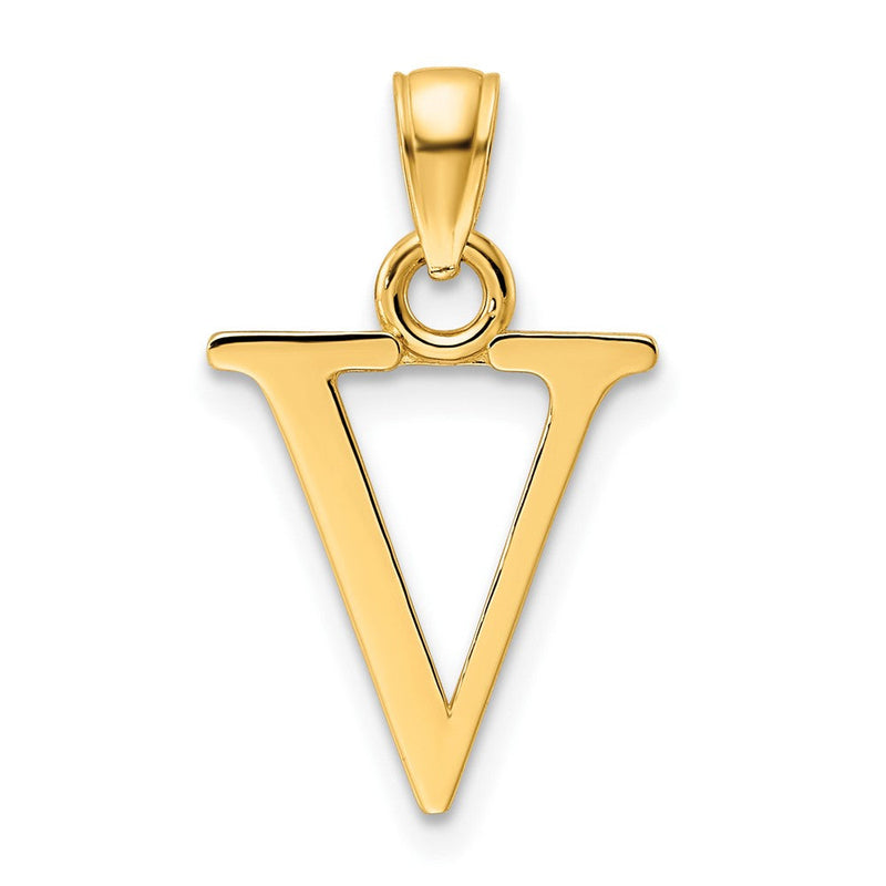 14K Gelbgold Polierter Buchstabe V Anhänger