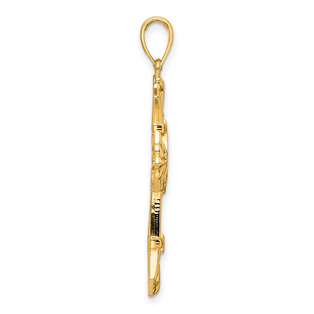 14K Gelbgold Polierter Fantasie-Kreuz-Anhänger