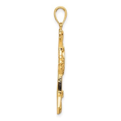 14K Gelbgold Polierter Fantasie-Kreuz-Anhänger
