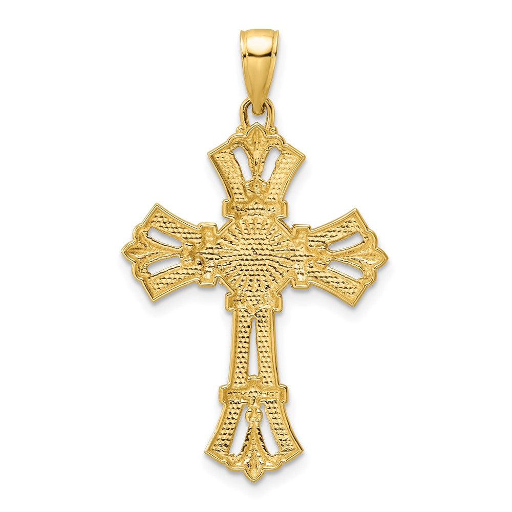 14K Gelbgold Polierter Fantasie-Kreuz-Anhänger