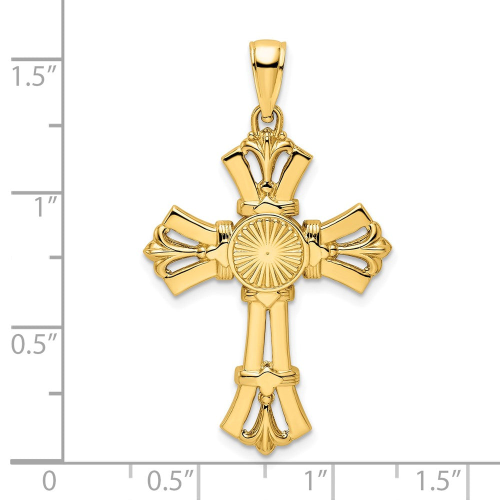 14K Gelbgold Polierter Fantasie-Kreuz-Anhänger