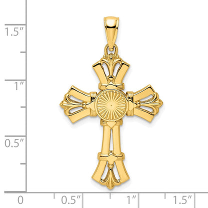 14K Gelbgold Polierter Fantasie-Kreuz-Anhänger