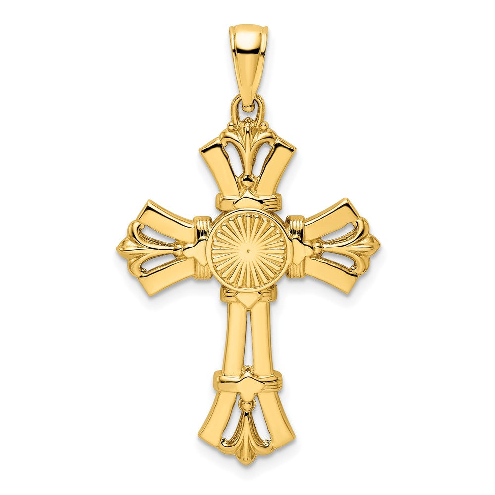 14K Gelbgold Polierter Fantasie-Kreuz-Anhänger