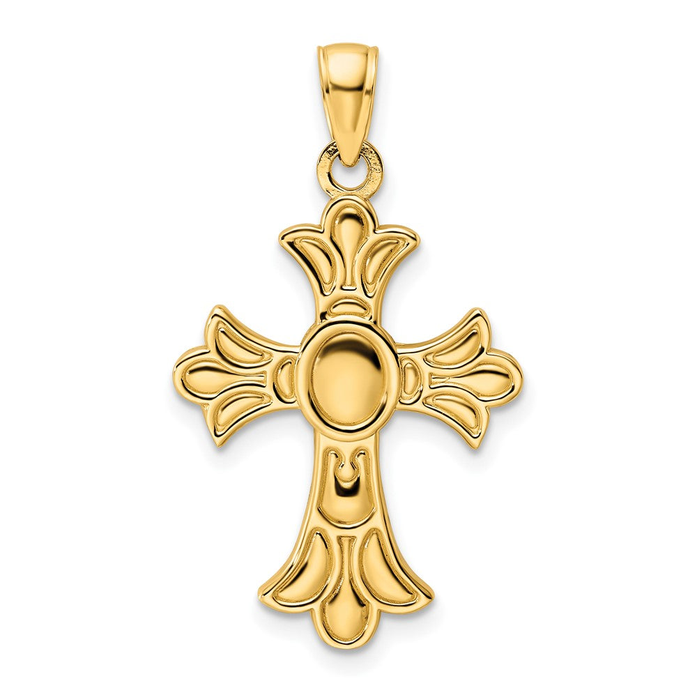 14K Gelbgold Polierter Fantasie-Kreuzanhänger