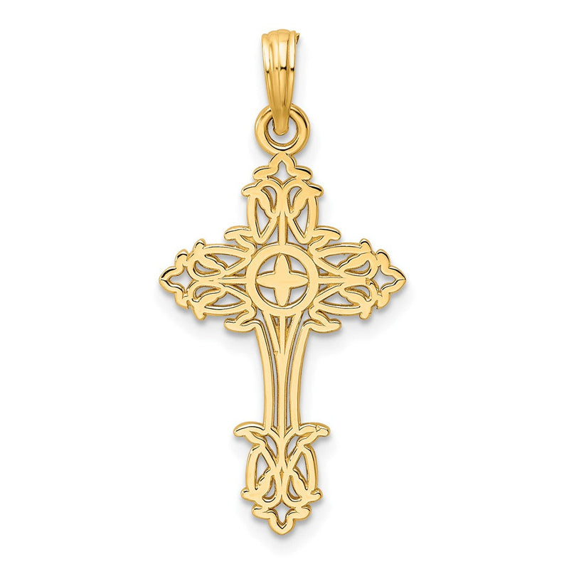 14K Gelbgold Polierter Fantasie-Kreuz-Anhänger